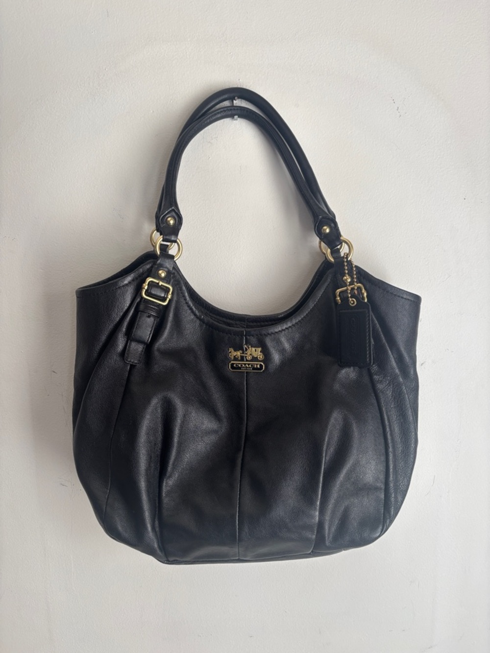 Coach | Madison Maggie Tote Bag Black Leather Gold Horse Carriage Y2K